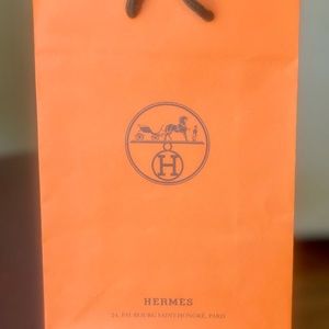 Authentic Hermes orange shopping bag 8.5”